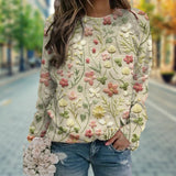Eliza | Women's Lightweight Cotton Crew Neck Sweater with Floral Embroidery
