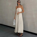 Nerina | Maxi Strapless Linen Dress with Minimalist Elegance
