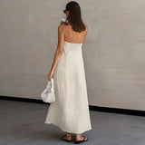 Nerina | Maxi Strapless Linen Dress with Minimalist Elegance