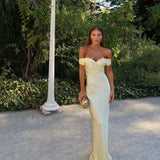 Odessa | Off-Shoulder Maxi Evening Dress with Clutch