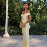 Odessa | Off-Shoulder Maxi Evening Dress with Clutch