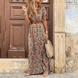 Charlotte | Bohemian Print Maxi Dress with Flattering Elastic Waist