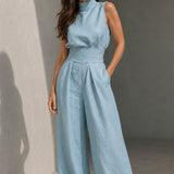 Holly | Sleeveless Wide-Leg Jumpsuit with Cinched Waist