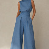 Holly | Sleeveless Wide-Leg Jumpsuit with Cinched Waist