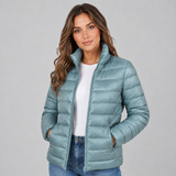 Women's Lightweight Quilted Puffer Jacket with Stand Collar – Slim Fit Autumn Winter Coat