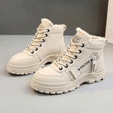 Women's Winter Lace-Up Boots with Faux Fur Lining – Chunky Ankle Snow Boots with Grip Sole