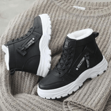 Women's Winter Lace-Up Boots with Faux Fur Lining – Chunky Ankle Snow Boots with Grip Sole