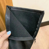 Women's Knee-High Block Heel Boots – Elegant Pull-On Boots with Almond Toe, Autumn Winter
