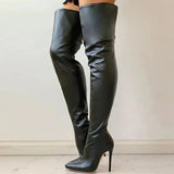 Women's Over-the-Knee Stiletto Boots – Thigh-High Pointed Toe Heeled Boots, Autumn Winter