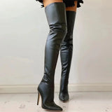 Women's Over-the-Knee Stiletto Boots – Thigh-High Pointed Toe Heeled Boots, Autumn Winter