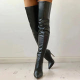 Women's Over-the-Knee Stiletto Boots – Thigh-High Pointed Toe Heeled Boots, Autumn Winter