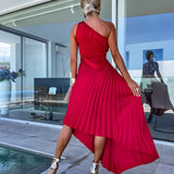 Vivienne | One Shoulder Pleated Maxi Dress