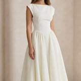 Lydia | Elegant Cap Sleeve Midi Dress