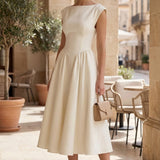 Lydia | Elegant Cap Sleeve Midi Dress