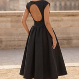 Lydia | Elegant Cap Sleeve Midi Dress