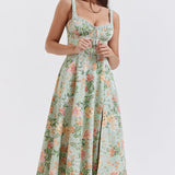 Livia | Floral Split Midi Dress with Stretch Fit