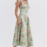 Livia | Floral Split Midi Dress with Stretch Fit