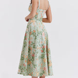 Livia | Floral Split Midi Dress with Stretch Fit