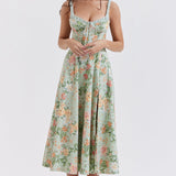 Livia | Floral Split Midi Dress with Stretch Fit