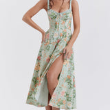 Livia | Floral Split Midi Dress with Stretch Fit