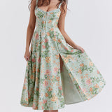 Livia | Floral Split Midi Dress with Stretch Fit
