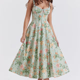 Livia | Floral Split Midi Dress with Stretch Fit
