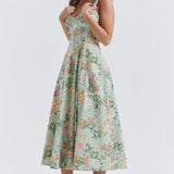 Livia | Floral Split Midi Dress with Stretch Fit
