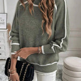 Isla | Women's Roll Neck Sweater with Contrast Accents