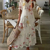 Evie | Women's V-Neck Long Floral Print Dress