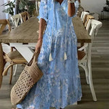 Evie | Women's V-Neck Long Floral Print Dress