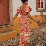 Freya | Women's V-Neck Floral Maxi Dress with Slit