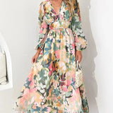 Rosie | Long Sleeve V-Neck Floral Maxi Dress