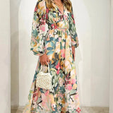 Rosie | Long Sleeve V-Neck Floral Maxi Dress