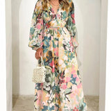 Rosie | Long Sleeve V-Neck Floral Maxi Dress