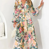 Rosie | Long Sleeve V-Neck Floral Maxi Dress