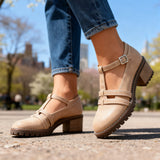Beatrice | T-Strap Block Heel Loafers