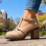 Beatrice | T-Strap Block Heel Loafers