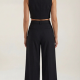 Evie | Cropped Top & Wide-Leg Trouser Set – Modern Elegant Two Piece