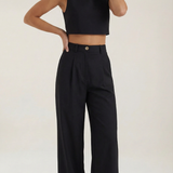 Evie | Cropped Top & Wide-Leg Trouser Set – Modern Elegant Two Piece