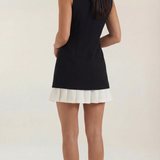Amber | Women’s Black and White Pleated Midi Dress – Elegant Sleeveless Dress