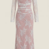 Liora | Long Sleeve Lace Maxi Dress with Square Neck