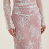 Liora | Long Sleeve Lace Maxi Dress with Square Neck