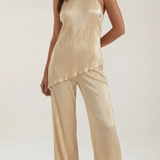 Poppy | Women’s Halter Two Piece Set – Elegant Wide Leg Pants Set