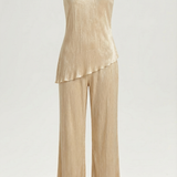 Poppy | Women’s Halter Two Piece Set – Elegant Wide Leg Pants Set