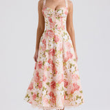 Elowen | Floral Corset Midi Dress