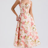 Elowen | Floral Corset Midi Dress
