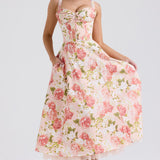 Elowen | Floral Corset Midi Dress