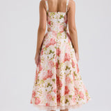Elowen | Floral Corset Midi Dress