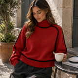 Chloe | Women's Oversized Ribbed Knit Sweater with Roll Neck