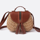 Georgia | Compact Straw Crossbody Bag with Tassel Detail